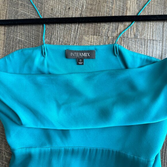 Intermix Parker Silk Mini Dress - Blue - Size 2 - Picture 7 of 8